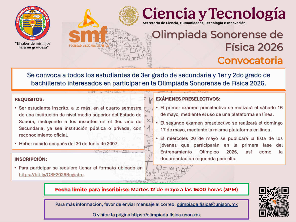 Olimpiada Sonorense de F&iacute;sica 2026